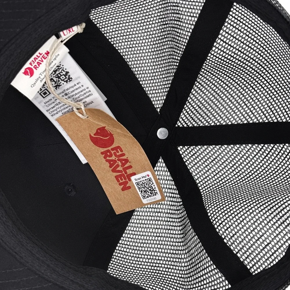 NEW Fjallraven Långtradarkeps Trucker Hat Black L/XL G-1000 Mesh NWT Logo Cap